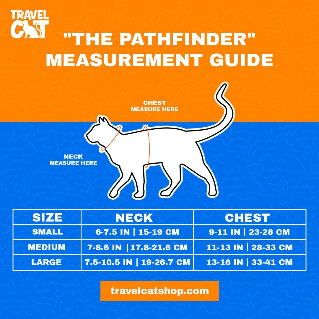Travel Cat | Your Cat Backpack - "The Pathfinder" Cat Harness with GPS Tracker Pocket - Power: Orange Sunset / L